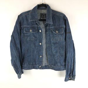Blend Mens Denim Jacket Vintage Retro Trucker Cotton Dark Wash Blue S